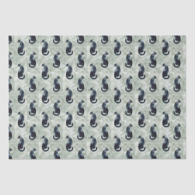 Black Cat Watercolor Seidenpapier (Vorderseite)