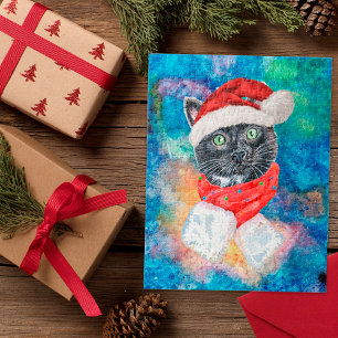 Black Cat Watercolor Weihnachten Weihnachten Weihn Puzzle