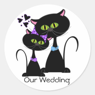 Black Cat Wedding Umschlag Aufkleber