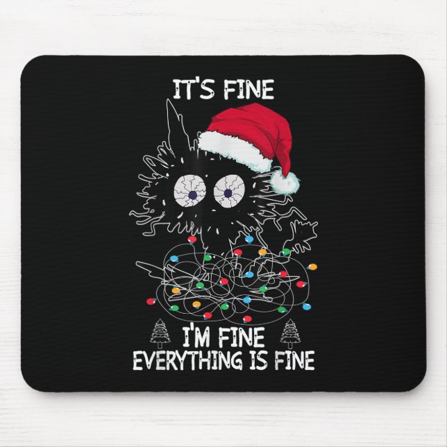 Black Cat Weihnachten Es ist gut, ich bin alles gu Mousepad (Vorne)