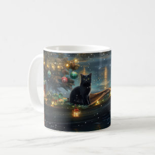 Black Cat Weihnachten Feierliche Reise Kaffeetasse