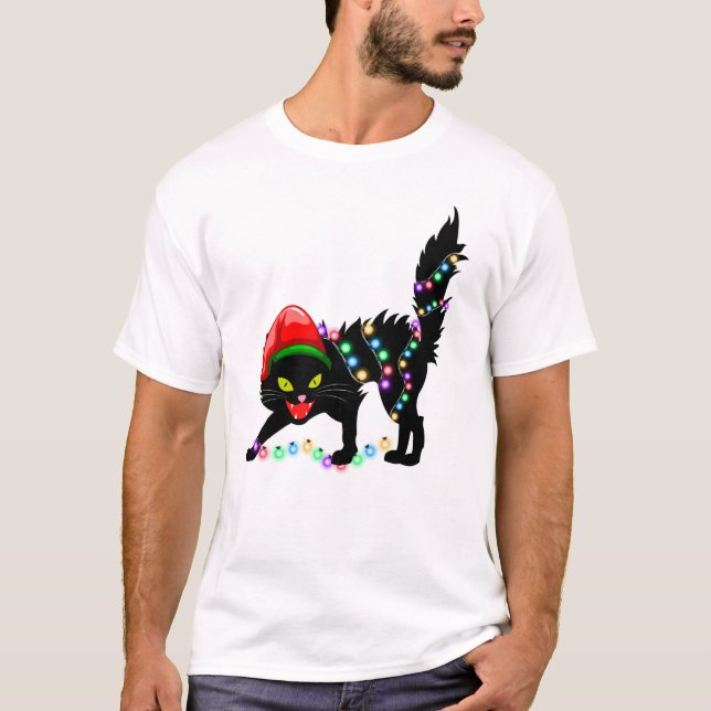 Black Cat Weihnachten - Männer T - Shirt (Vorderseite)