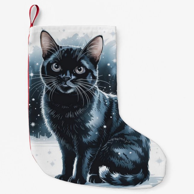 Black Cat Weihnachten Weihnachten Weihnachten Stru Kleiner Weihnachtsstrumpf (Vorderseite)