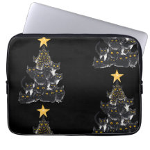 Black Cat Weihnachtsbaum Design Sparkling Sterne