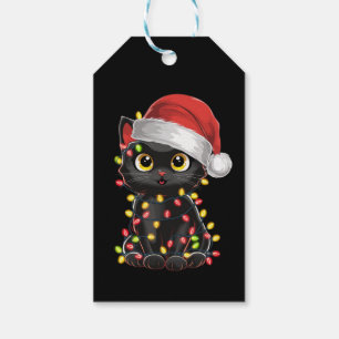 Black Cat Weihnachtsbaum Lichter Funny Santa Kitte Geschenkanhänger