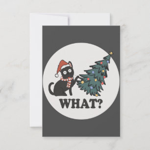 Black Cat Weihnachtsbaum Weihnachtsmannmütze Funny Dankeskarte