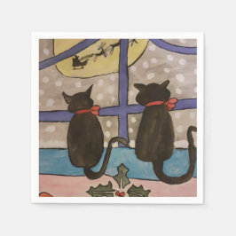 Black Cat Weihnachtsbuch Napkins Serviette