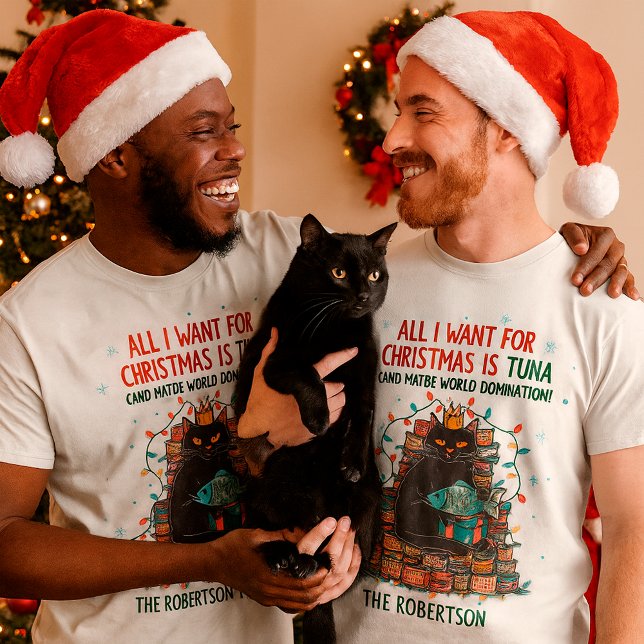 Black Cat Weihnachtsfeiertag Spaß Funny Cat T-Shirt (Von Creator hochgeladen)