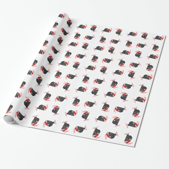 Black Cat Weihnachtsfeiertage Geschenkpapier (Ungerollt)