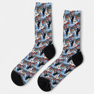 Black Cat Weihnachtsfest Schneeszene Socken