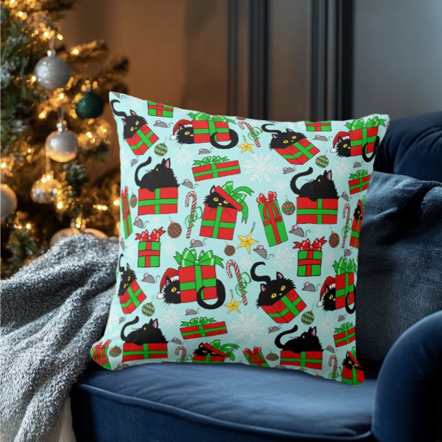 Black Cat Weihnachtsgeschenke Kissen (Von Creator hochgeladen)