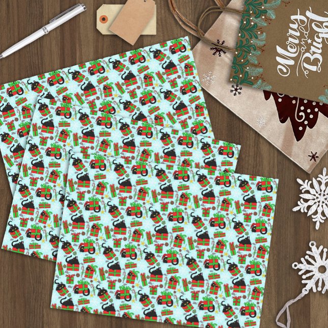 Black Cat Weihnachtsgeschenke Seidenpapier (Von Creator hochgeladen)
