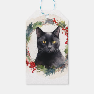 Black Cat Weihnachtsschreath Festivals Kitten Geschenkanhänger