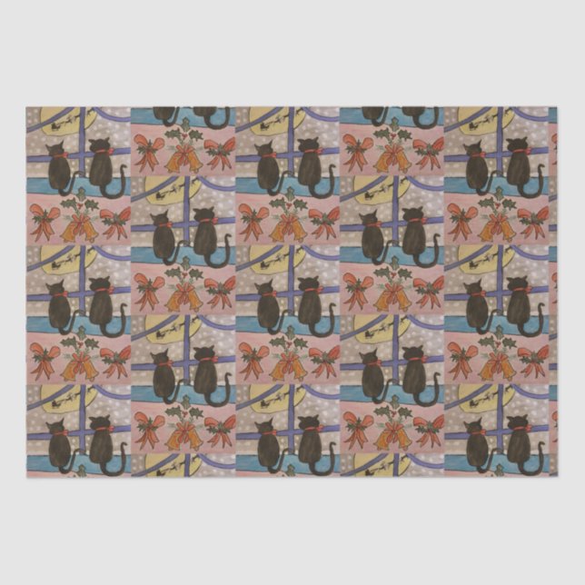 Black Cat Weihnachtszettel Seidenpapier (Vorderseite)