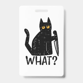 Black Cat What Knife Funny Murderween Pet Ausweis