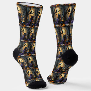 Black Cat Whimsical Halloween Malerei Socken