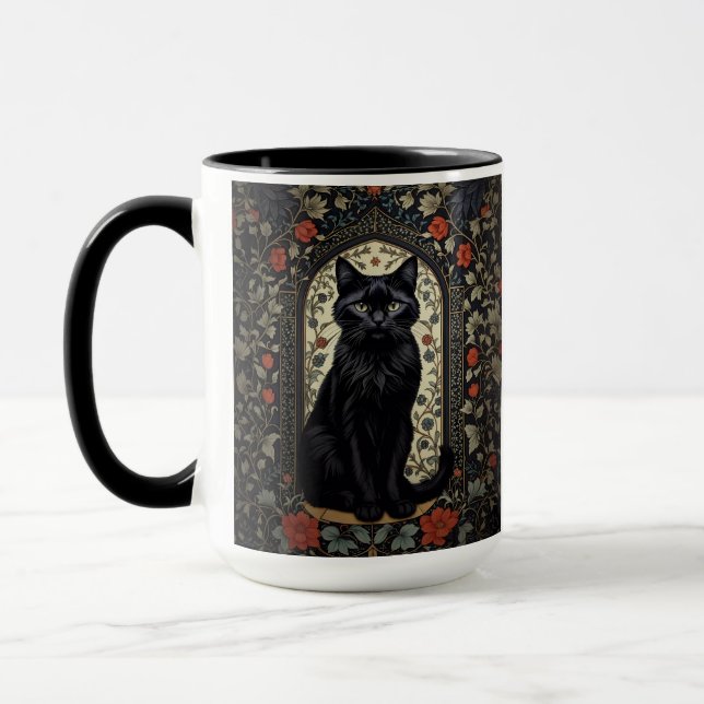Black Cat William Morris Inspiriert Tasse (Links)
