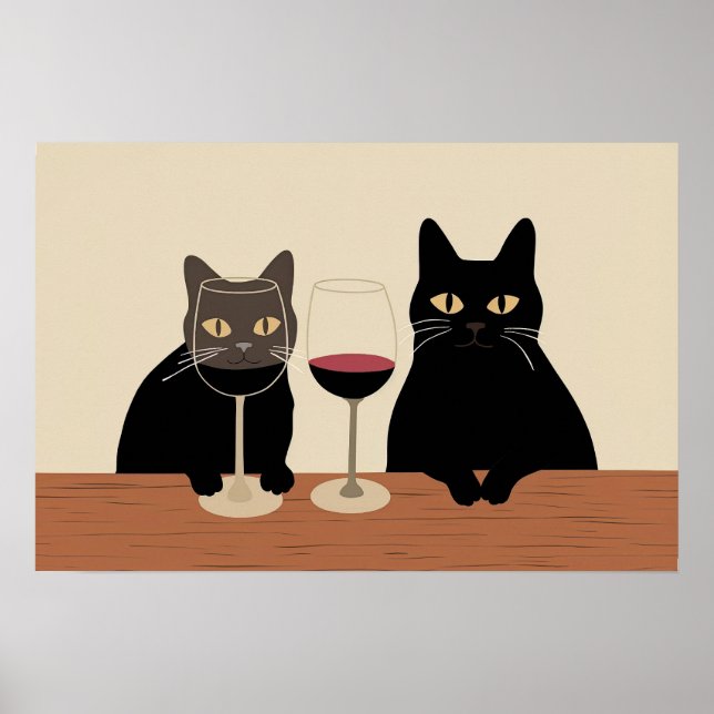 Black Cat Wine Lover  Poster (Vorne)