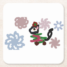 Black cat winter  rechteckiger pappuntersetzer