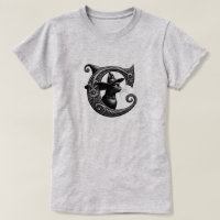 Black Cat Witch Hexerei Letter C Custom Initial
