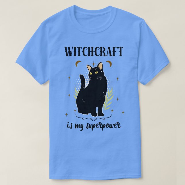 Black Cat Witch Wiccan Fun T-Shirt (Design vorne)