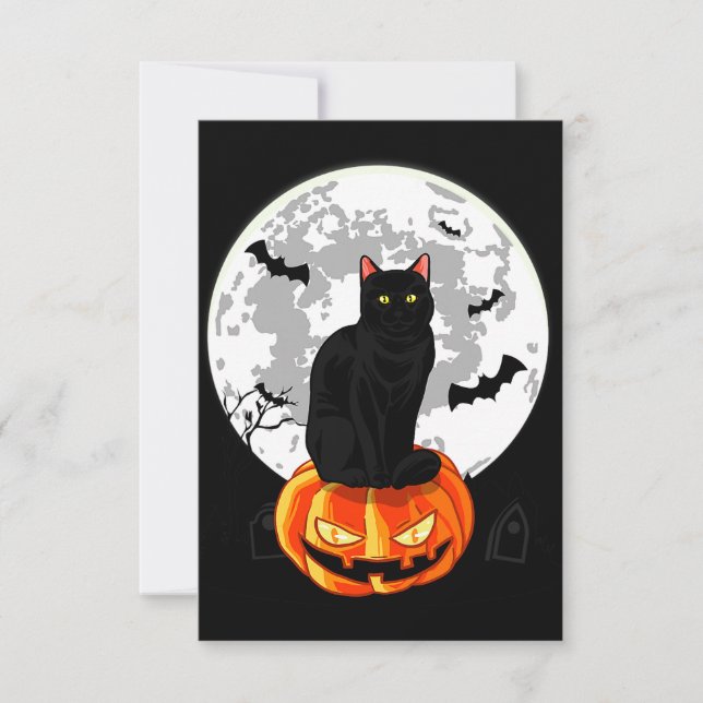 Black Cat Witchy Spellbook Magie Halloween Einladung (Vorderseite)