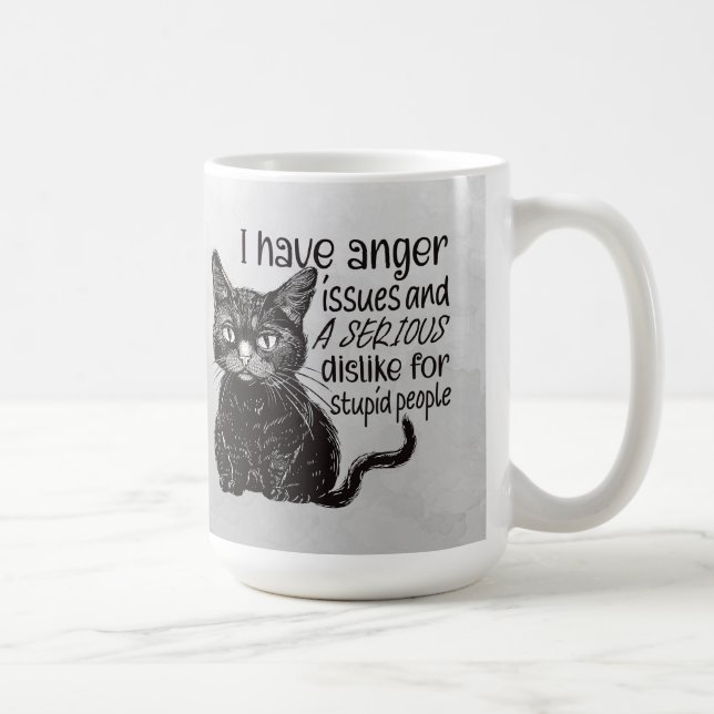 Black Cat With Anger Issues Kaffeetasse (Rechts)