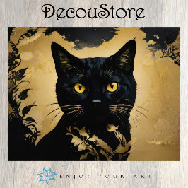 Black Cat with Golden Eyes Decoupage Seidenpapier