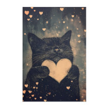 Black Cat with Golden Heart - Cat's Cosy Liebe