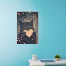 Black Cat with Golden Heart - Cat's Cosy Liebe