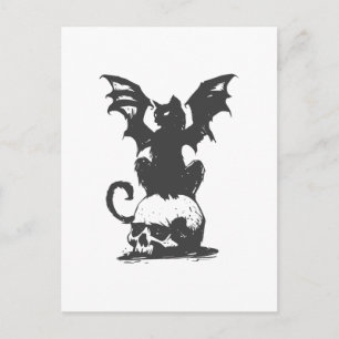 Black cat with monster wings - Choose back color Postkarte