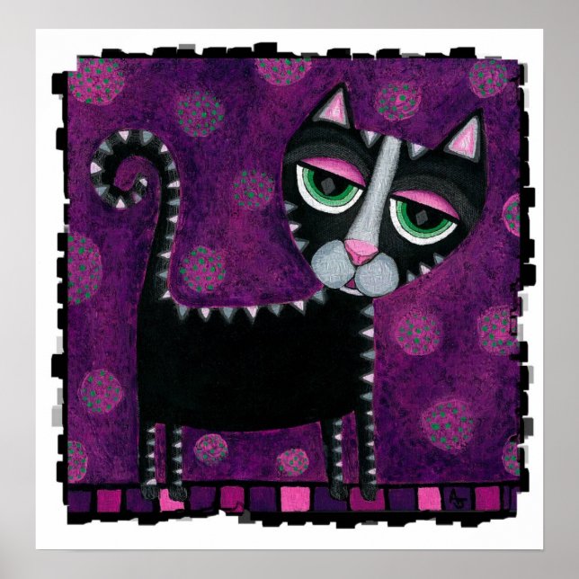 Black Cat with Polka Dots - Funky print Poster (Vorne)