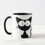 Black cat withh tail in the air Big eyes Tasse<br><div class="desc">"Big-Eyed Attitude – Black Cat Mug" Meet your daily dose of sass and charm! This mug features a sleek black cat with its tail confidently in the air and wide, curious eyes that say it all. A perfect blend of mystery and mischief, this feline friend is here to guard your...</div>