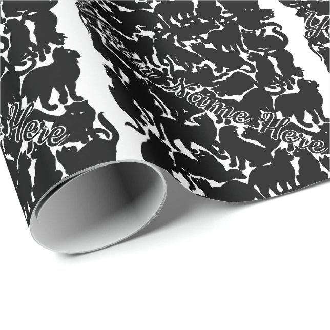 Black Cat Wrapping Paper Chat Weihnachtspapier Geschenkpapier (Rolleneckpunkt)