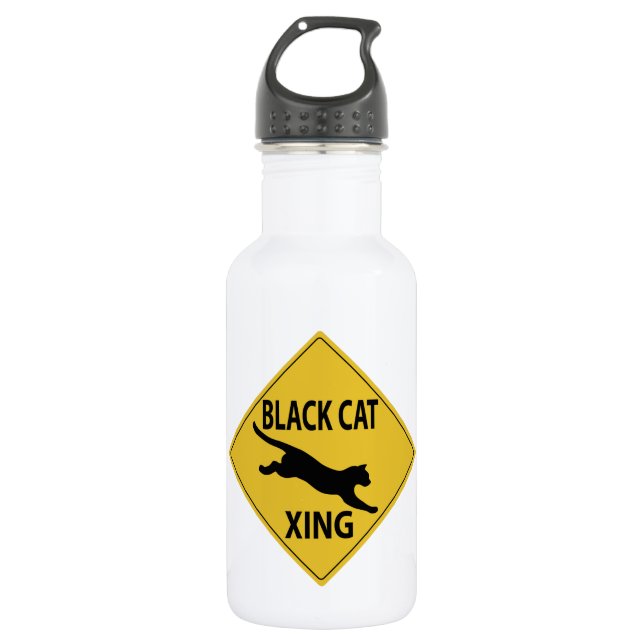 Black Cat Xing Edelstahlflasche (Vorderseite)