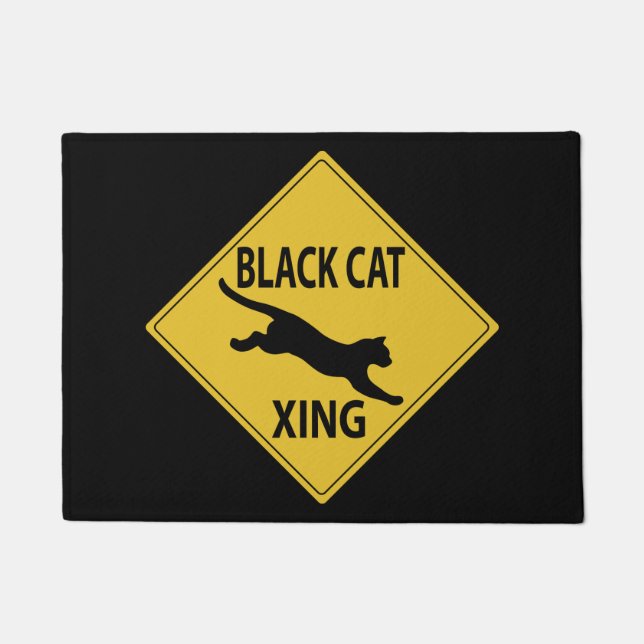 Black Cat Xing Fußmatte (Vorderseite)