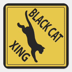 Black Cat Xing Quadratischer Aufkleber