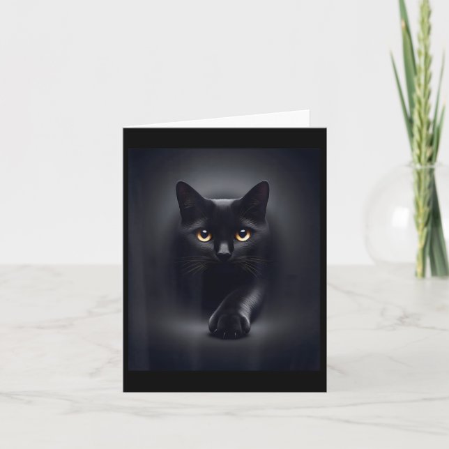 Black Cat Yellow Eyes Karte (Vorderseite)