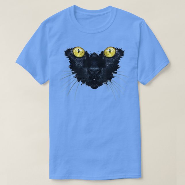 Black Cat  Yellow Eyes Kitty Kitten Cat Face  T-Shirt (Design vorne)