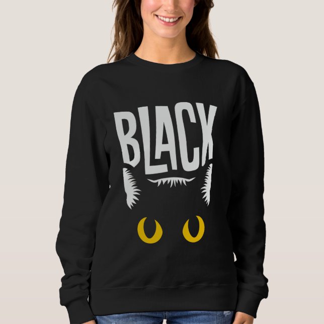 Black Cat Yellow Eyes Sweatshirt (Vorderseite)