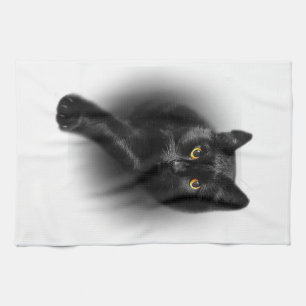 Black Cat Yellow Eyes T - Shirt Cats T-Shirt Geschirrtuch