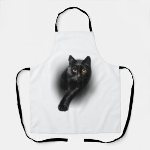 Black Cat Yellow Eyes T - Shirt Cats T-Shirt Schürze