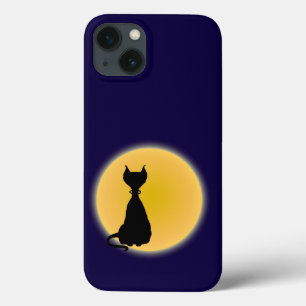 Black Cat & Yellow Moon Halloween Art Case-Mate iPhone Hülle