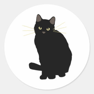 Black Cat Zeichnend Niedliche Black Cat Cat Mama C Runder Aufkleber