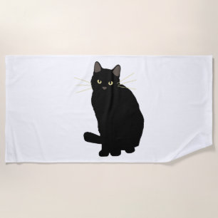 Black Cat Zeichnend Niedliche Black Cat Cat Mama C Strandtuch