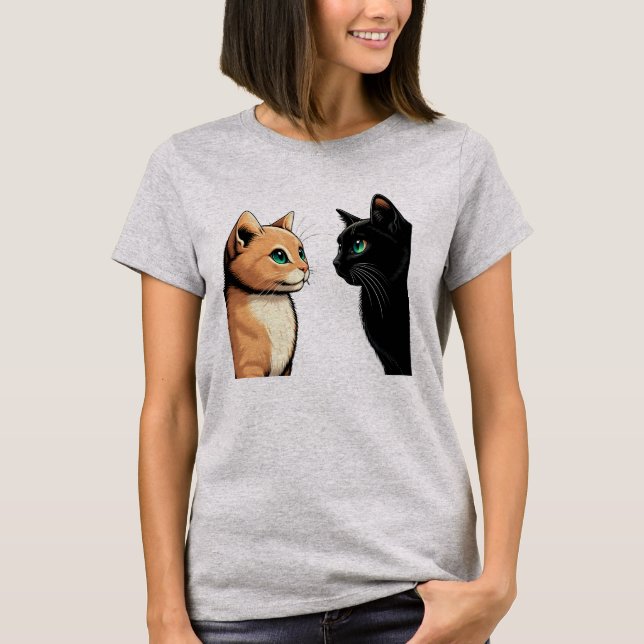 Black Cat Zoning Out - Funny Kitten Meme T-Shirt (Vorderseite)