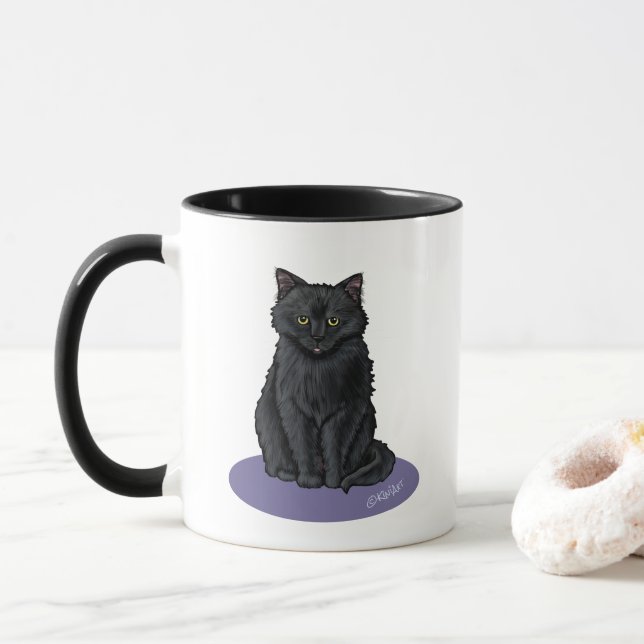 Black Cat Zwei-Tone-Kaffee-Tasse Tasse (Mit Donut)