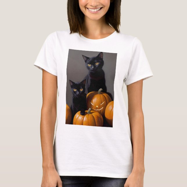 Black Cats and Pumpkins T-Shirt (Vorderseite)