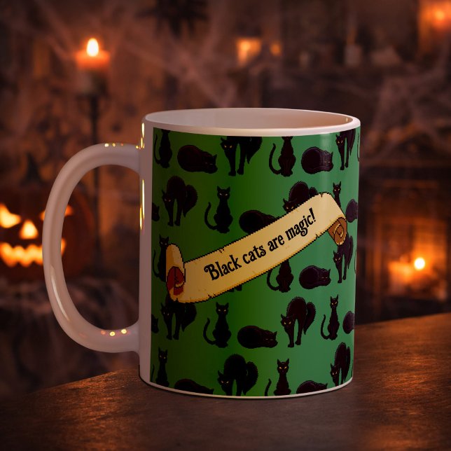 Black Cats Are Magic! Witches Cat Pixel Art Stripe Kaffeetasse (Von Creator hochgeladen)