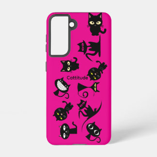 Black Cats Fuchsia Samsung Galaxy Phone Case Samsung Galaxy Hülle